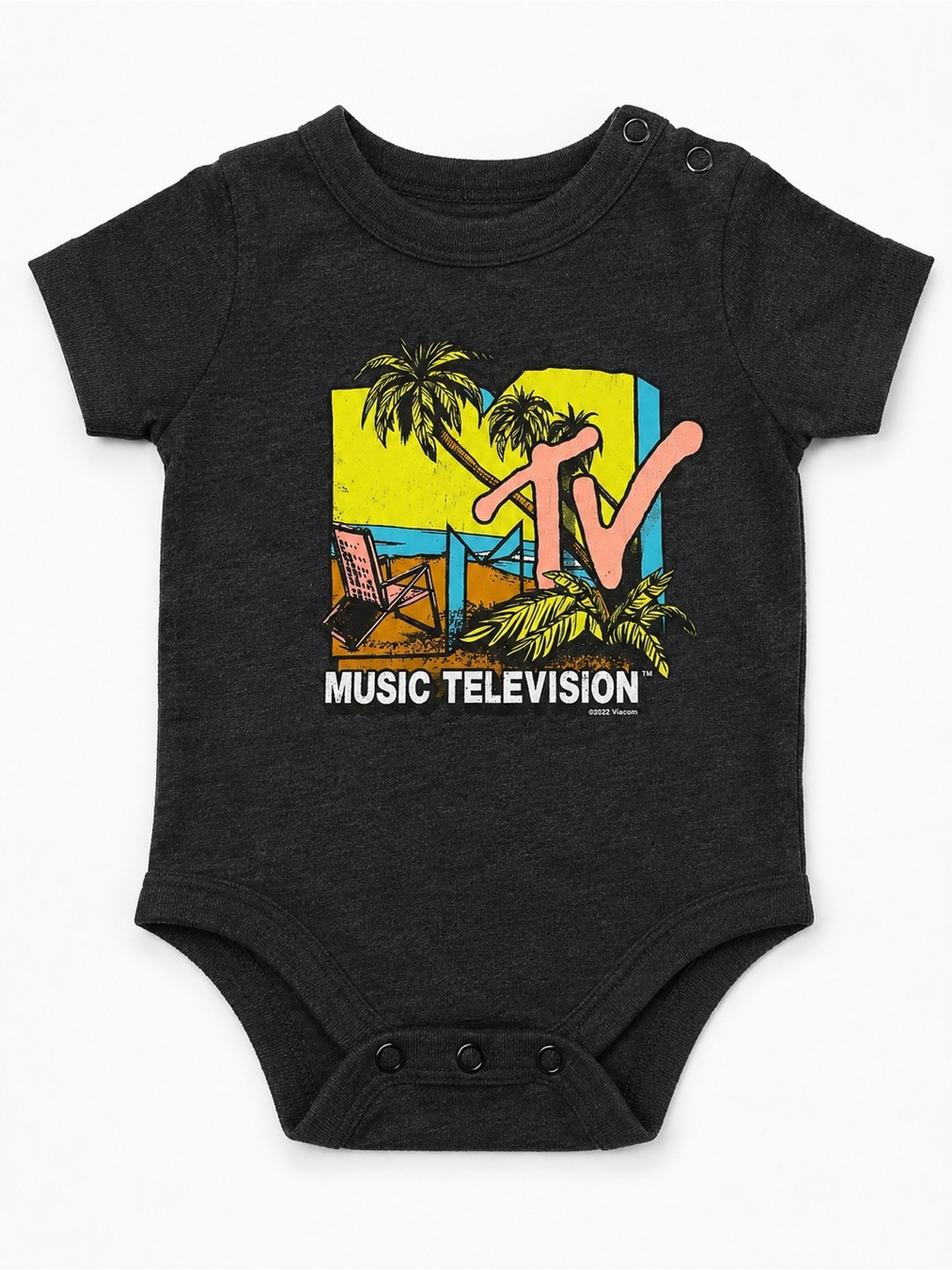 GAP Black Baby Graphic Bodysuit with White Teddy Print